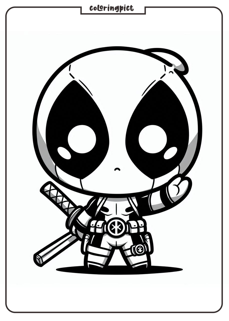cute chibi deadpool coloring coloringpict.com