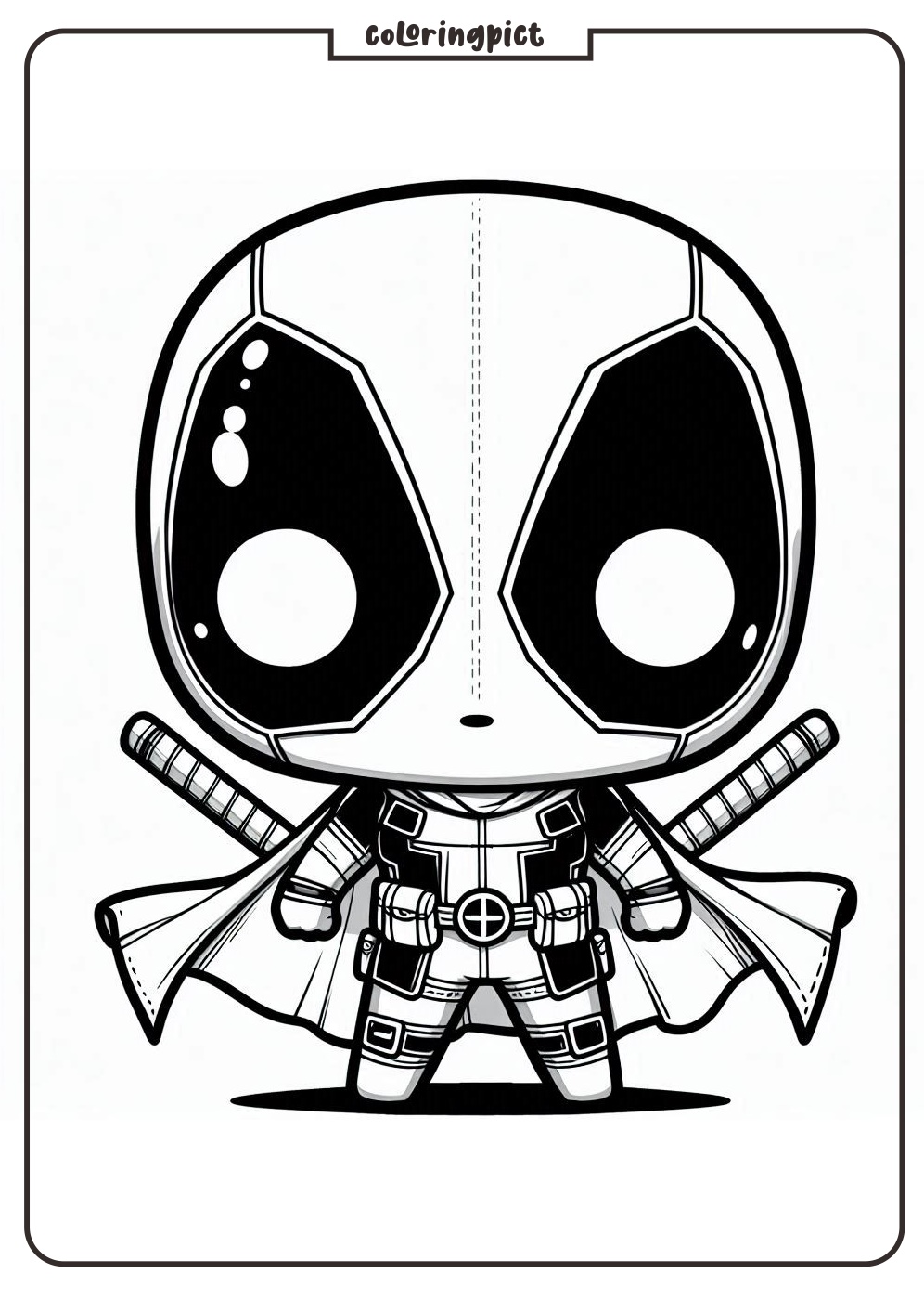 cute chibi deadpool coloring page coloringpict.com