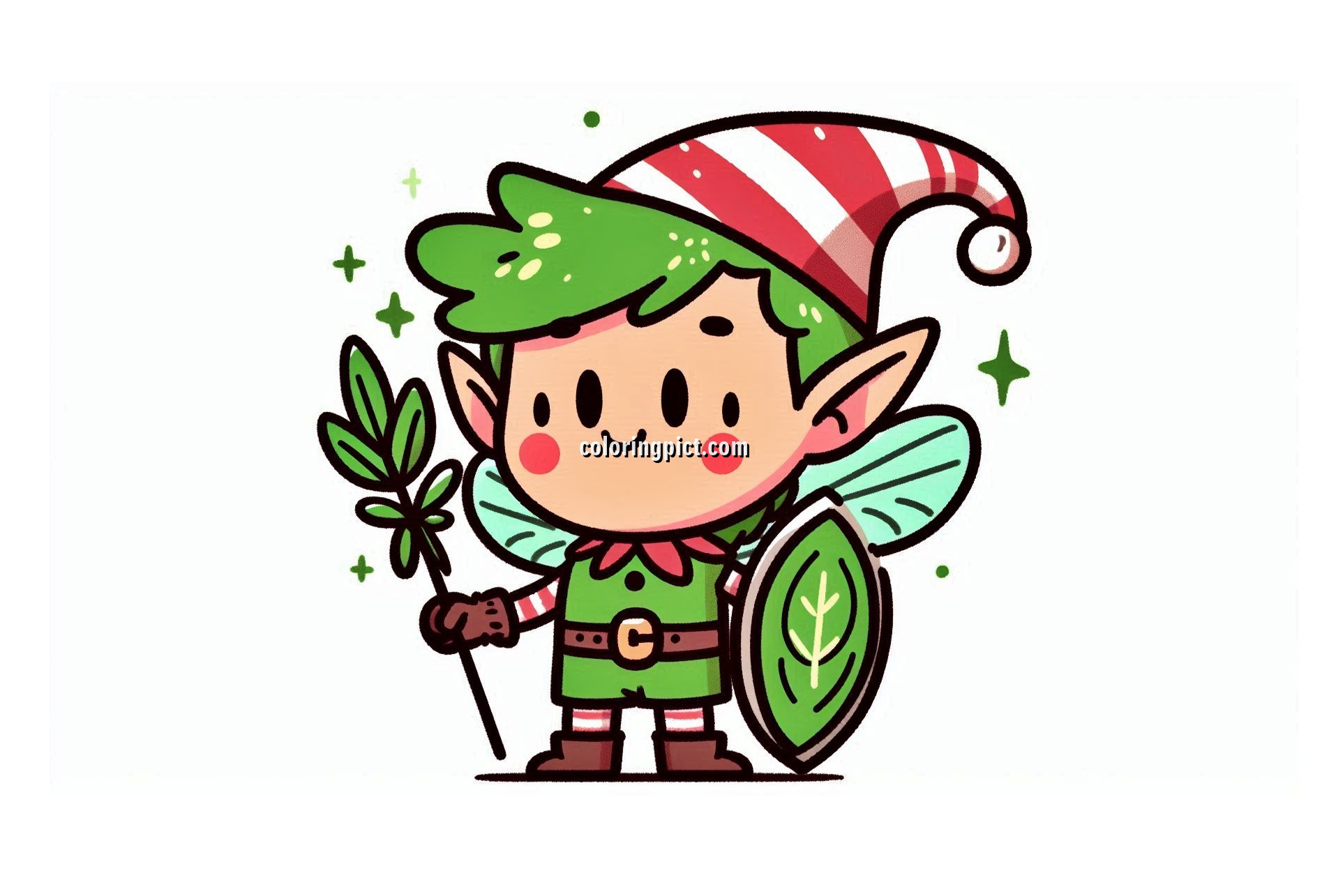 image is Elf Coloring Page