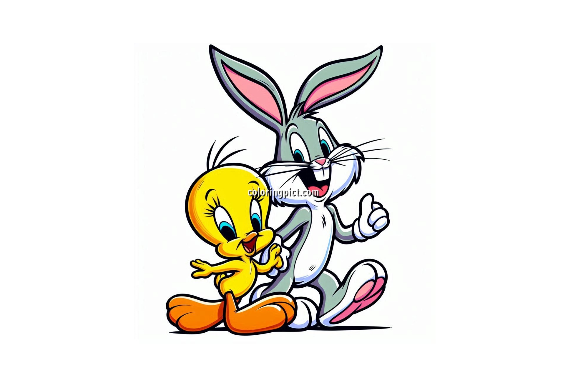 image is bugs bunny and tweety bird coloring