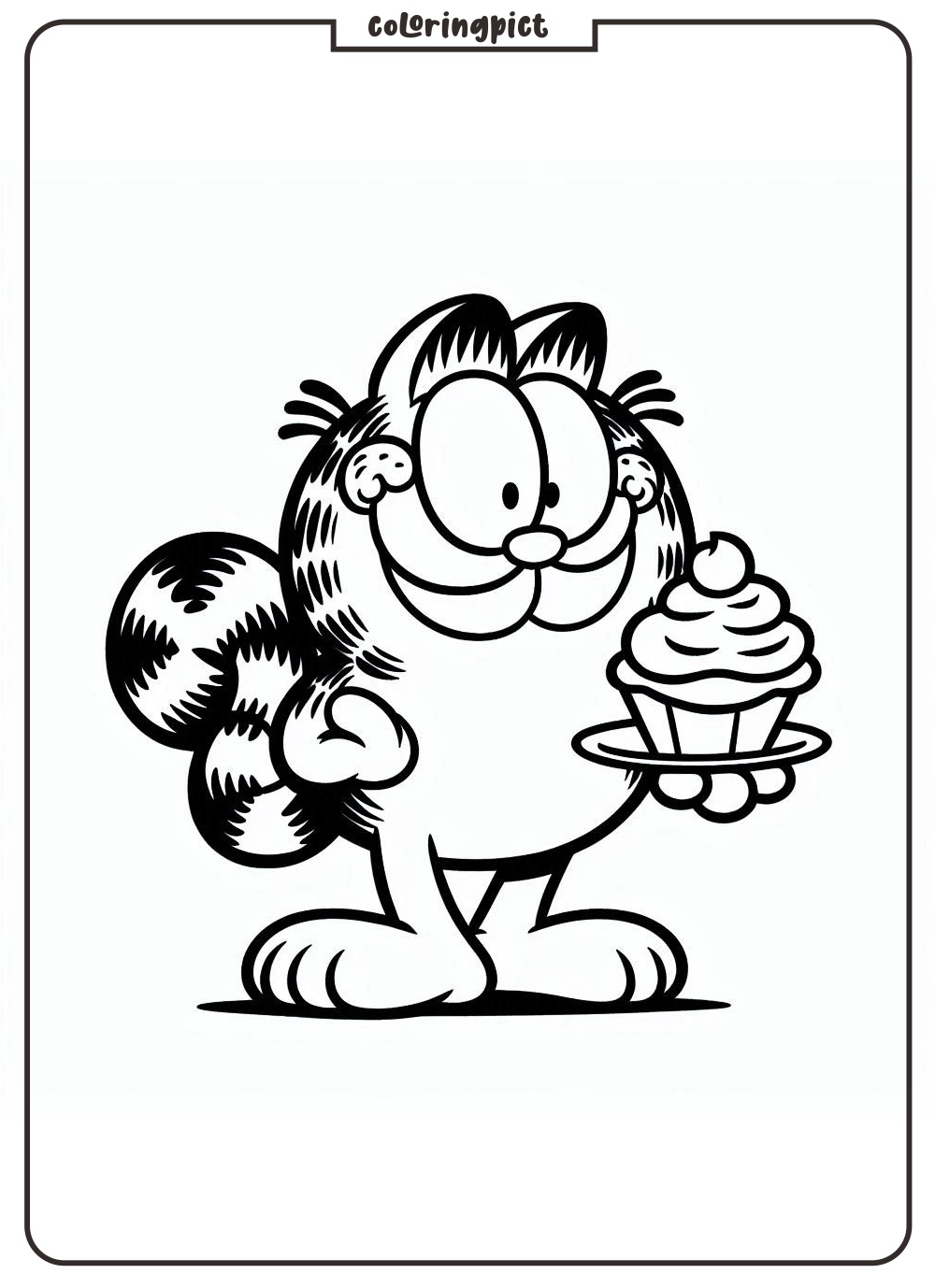 Cute Garfield Coloring Page for kids coloringpict.com