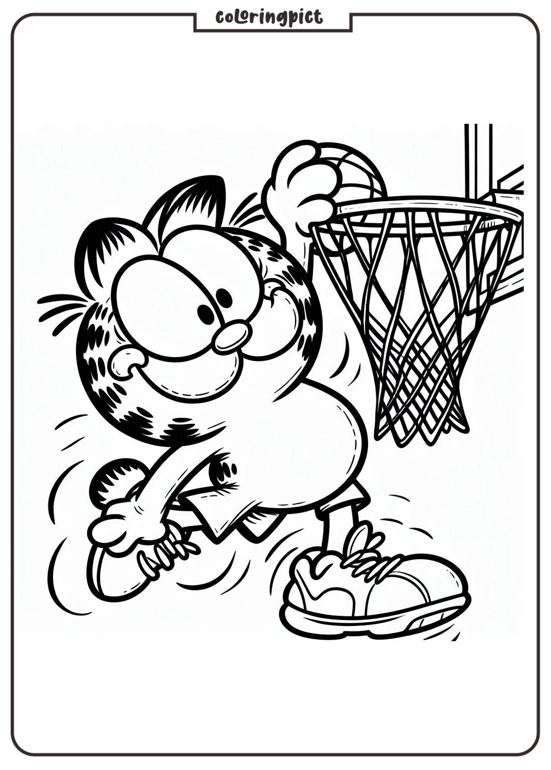 Garfield SlamDunk Coloring Page coloringpict.com