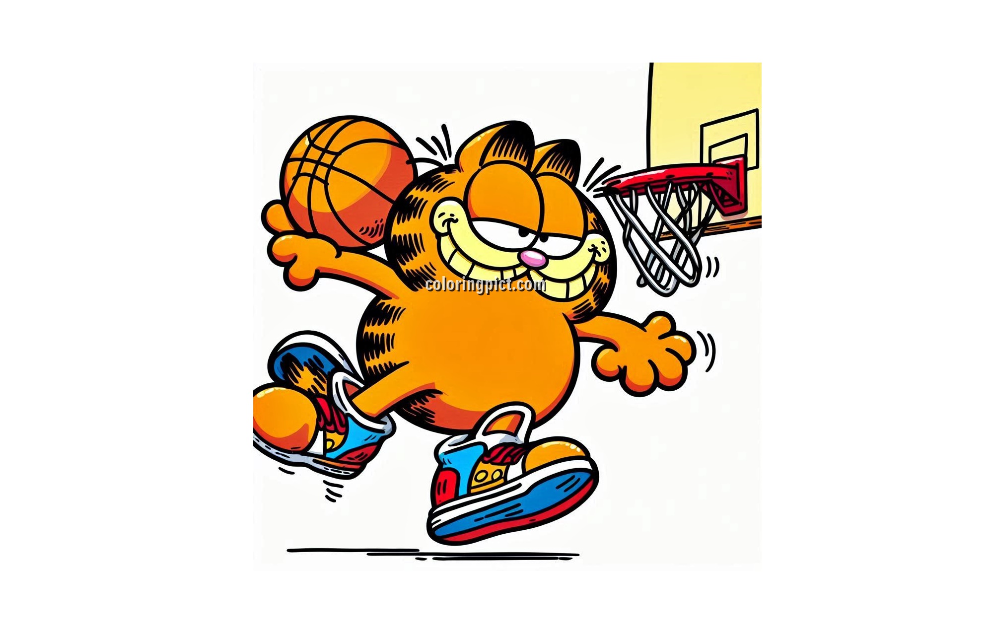 Image is Garfield SlamDunk Coloring