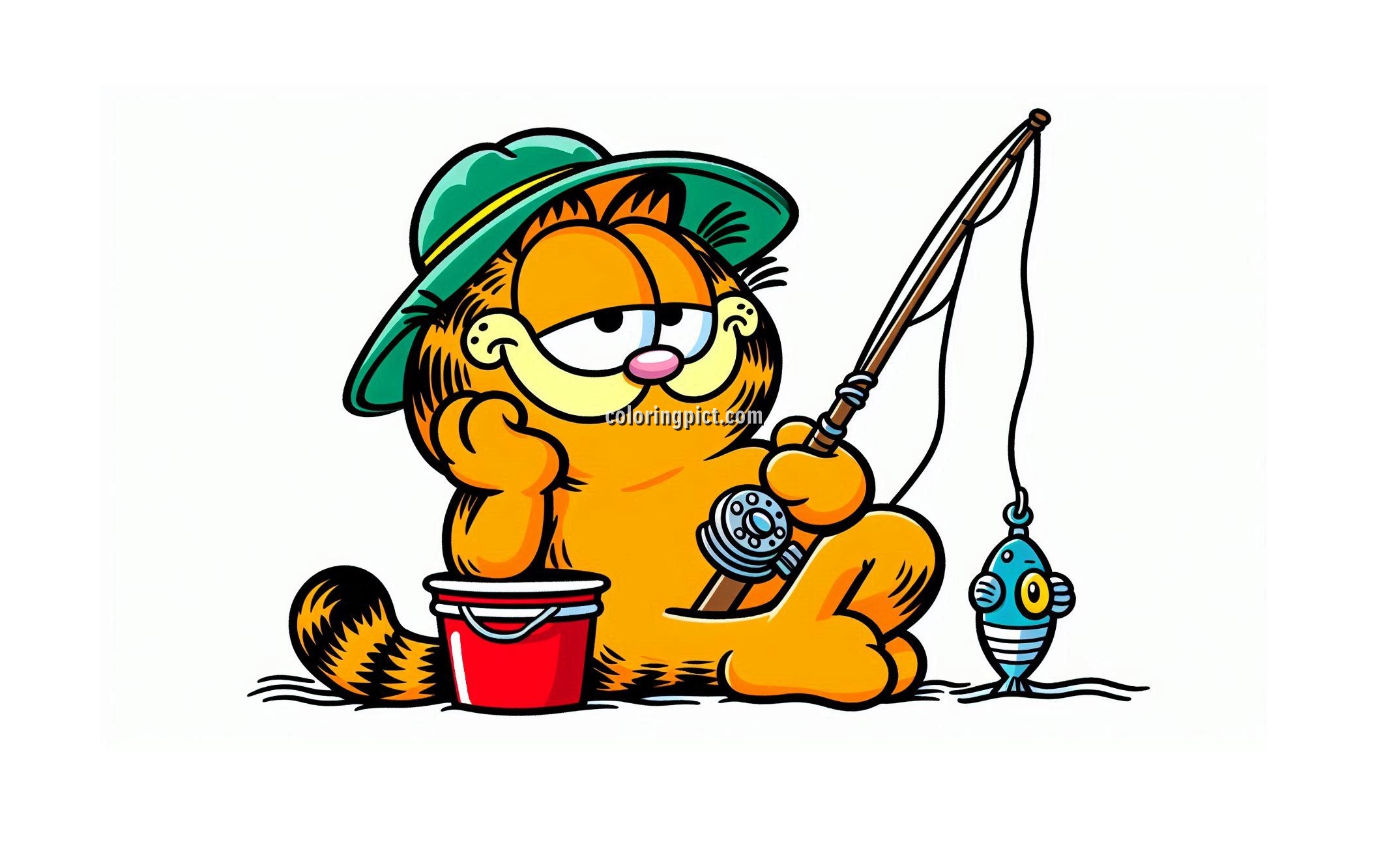 Image is garfield Fishing Coloring