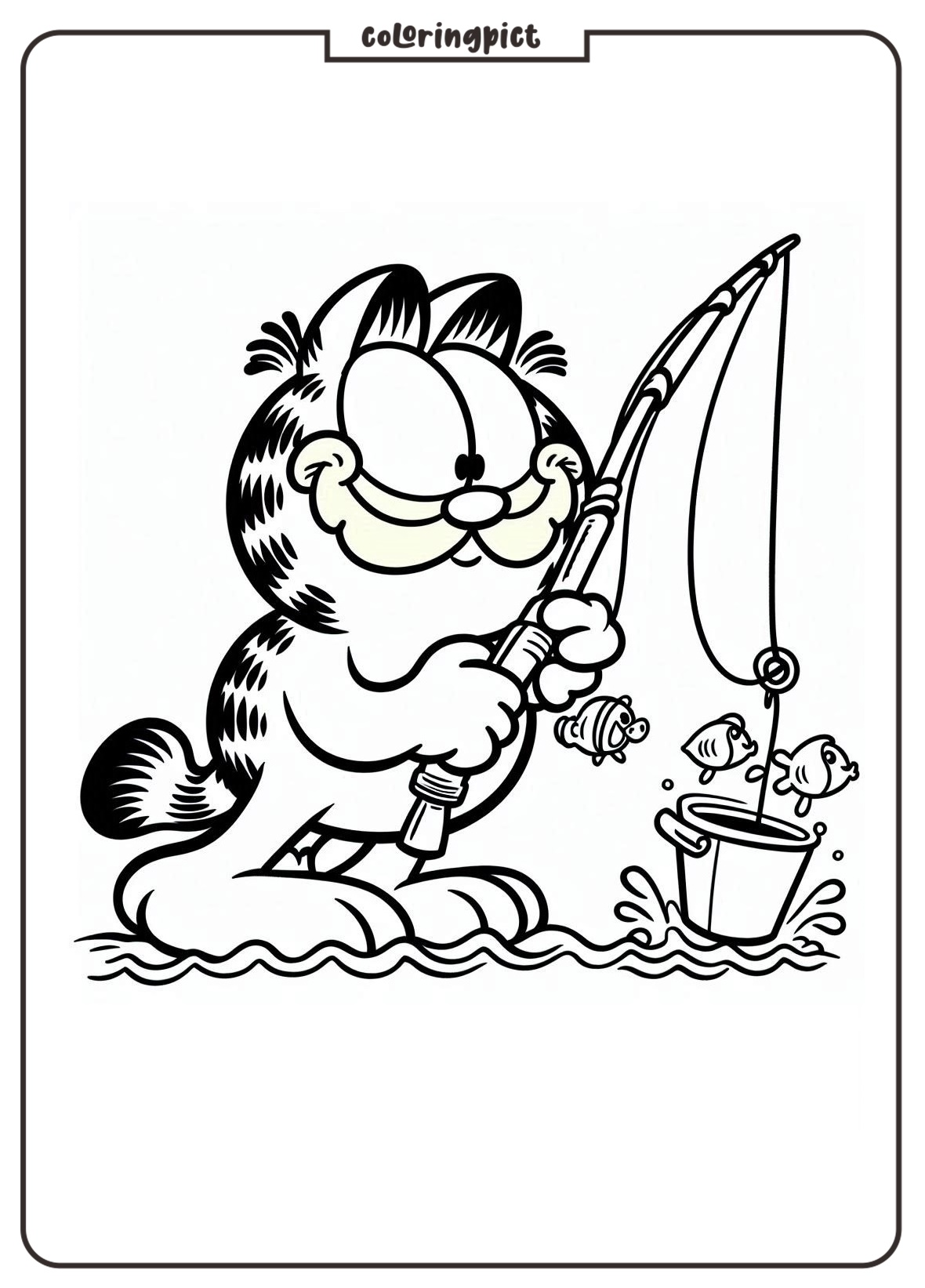 coloringpict.com Garfield Fishing Coloring Online Page