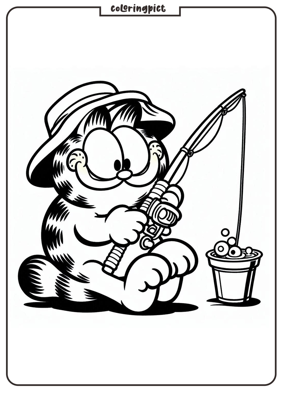 coloringpict.com Garfield Fishing Coloring Online Pages