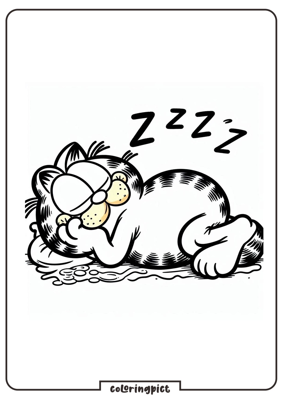 garfield sleep coloring page coloringpict.com