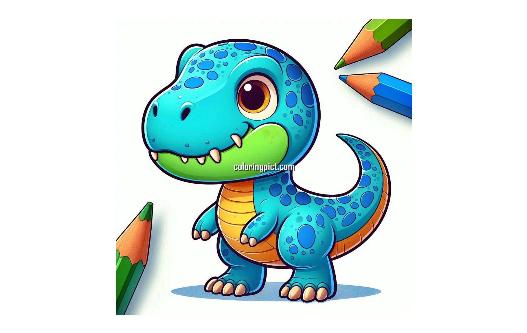 printable Cute T Rex coloring image coloringpict.com