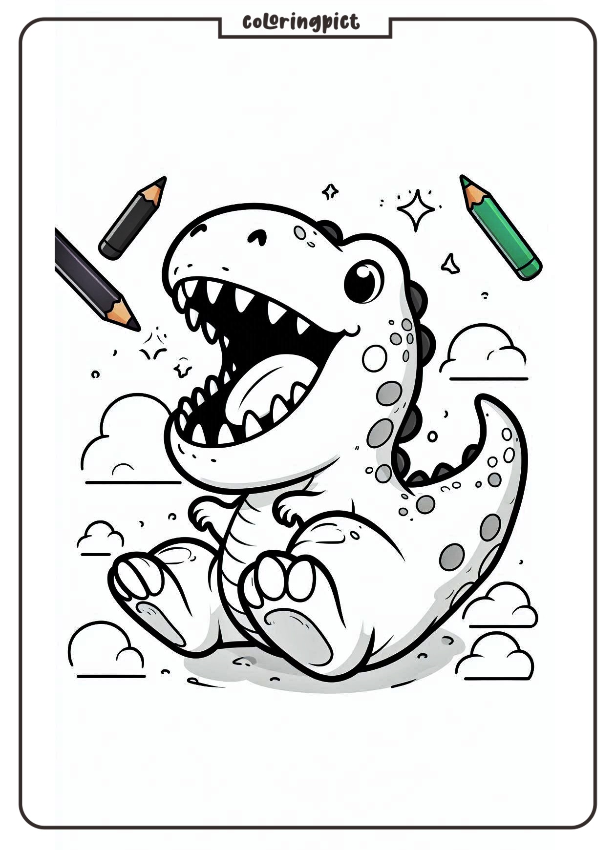 printable Cute T Rex coloring online page coloringpict.com