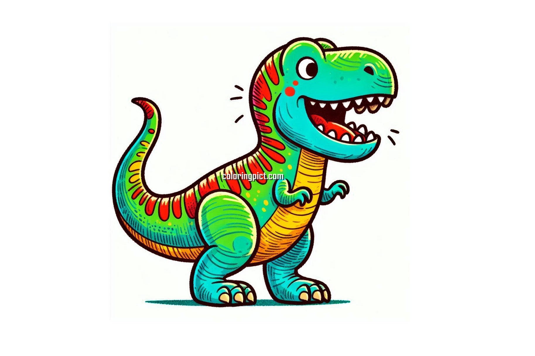 printable T Rex Roaring coloring image coloringpict.com