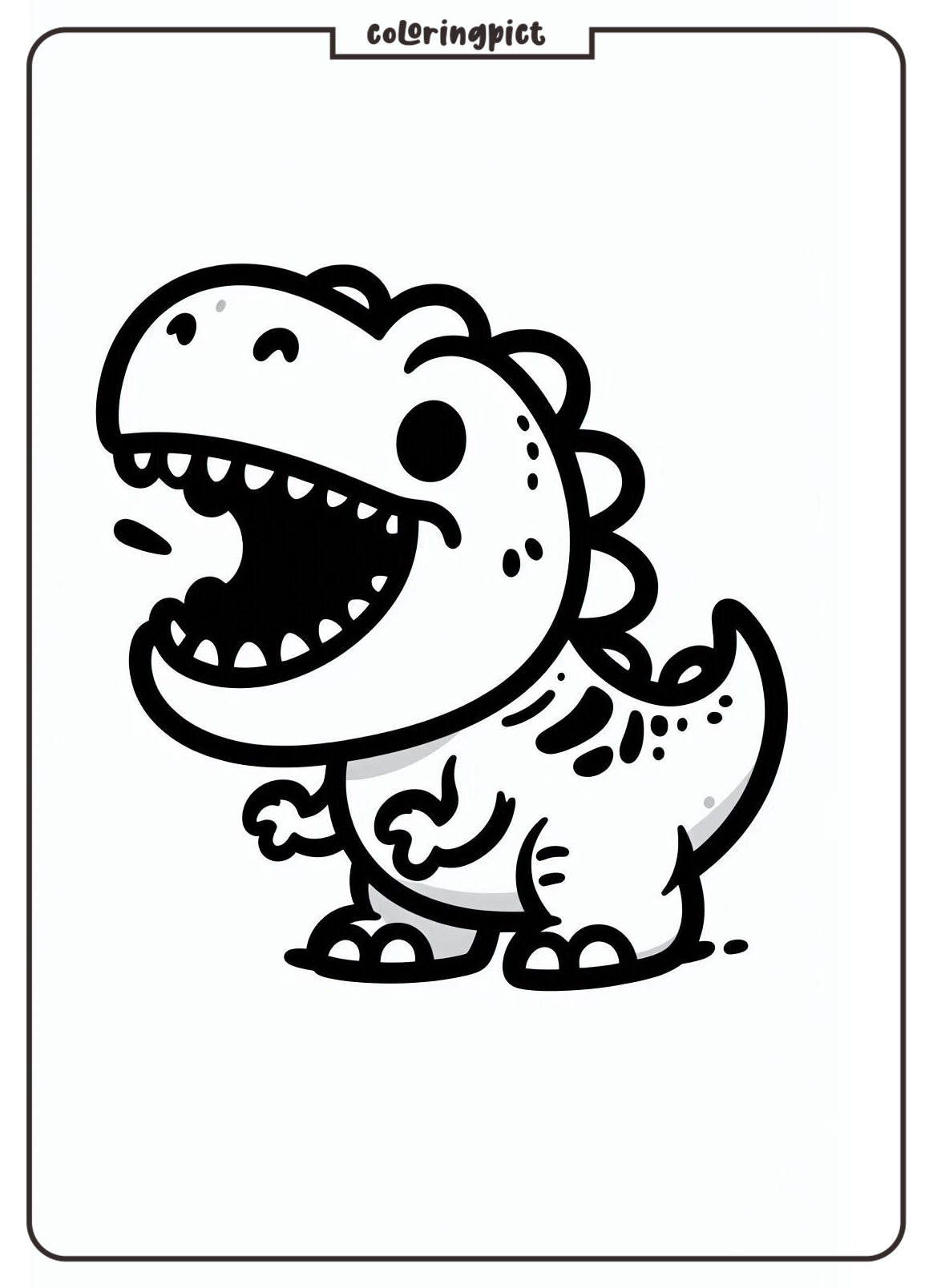 printable T Rex Roaring coloring online page coloringpict.com