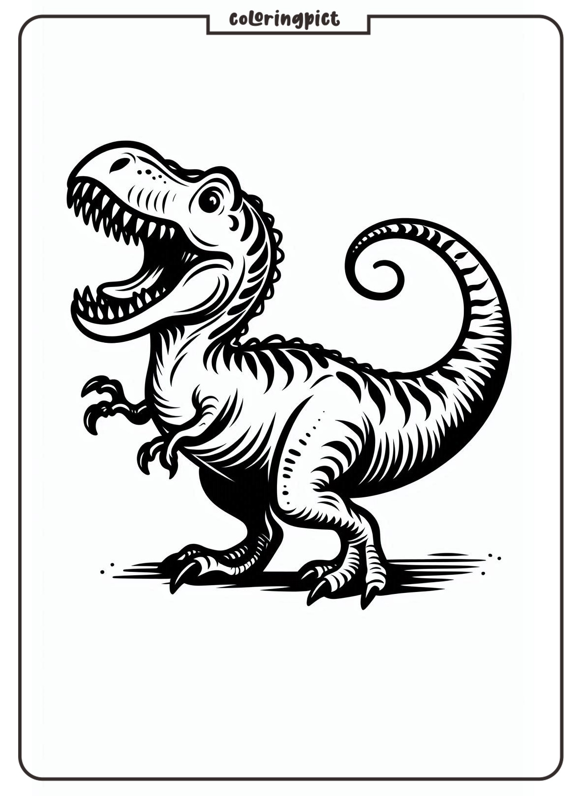printable T Rex Roaring coloring online pages coloringpict.com