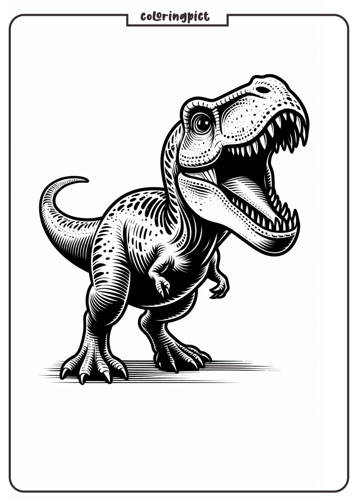 printable T Rex Roaring coloring page coloringpict.com